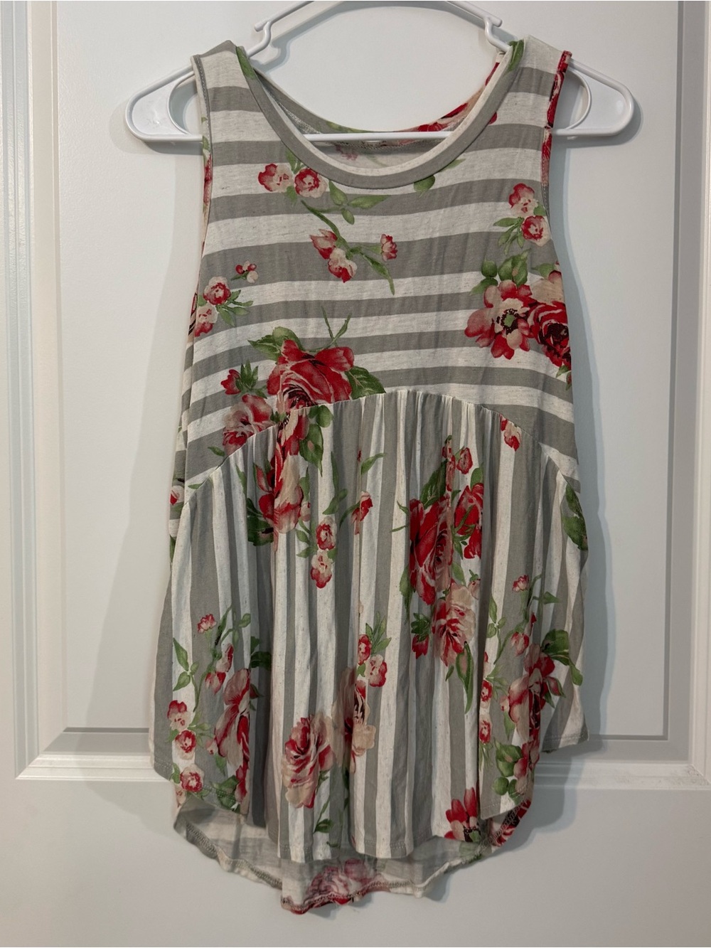 Viamor Floral Stripe Babydoll Tank Top